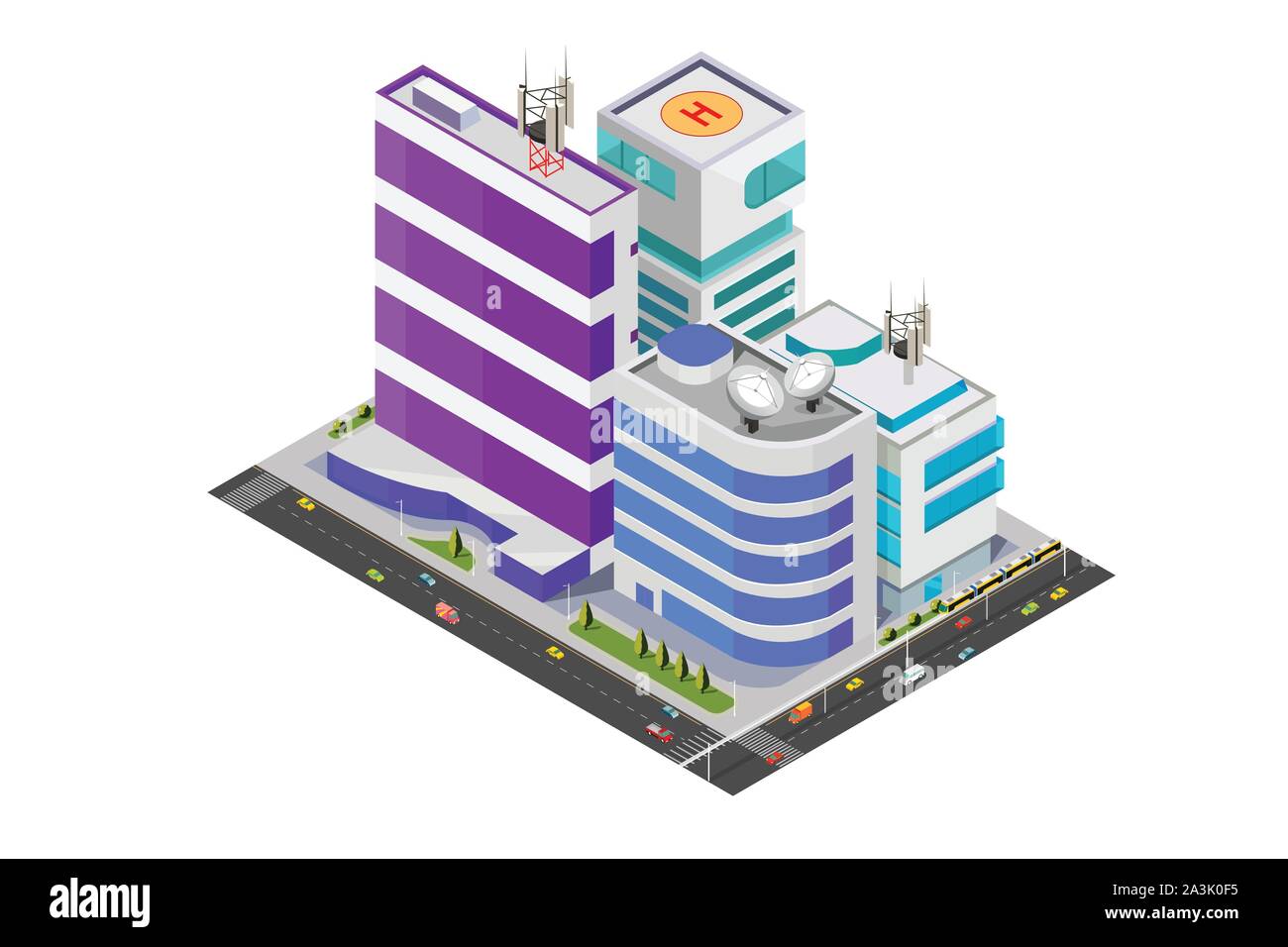 A vector illustration of Isometric Modern Buildings Stock Vector
