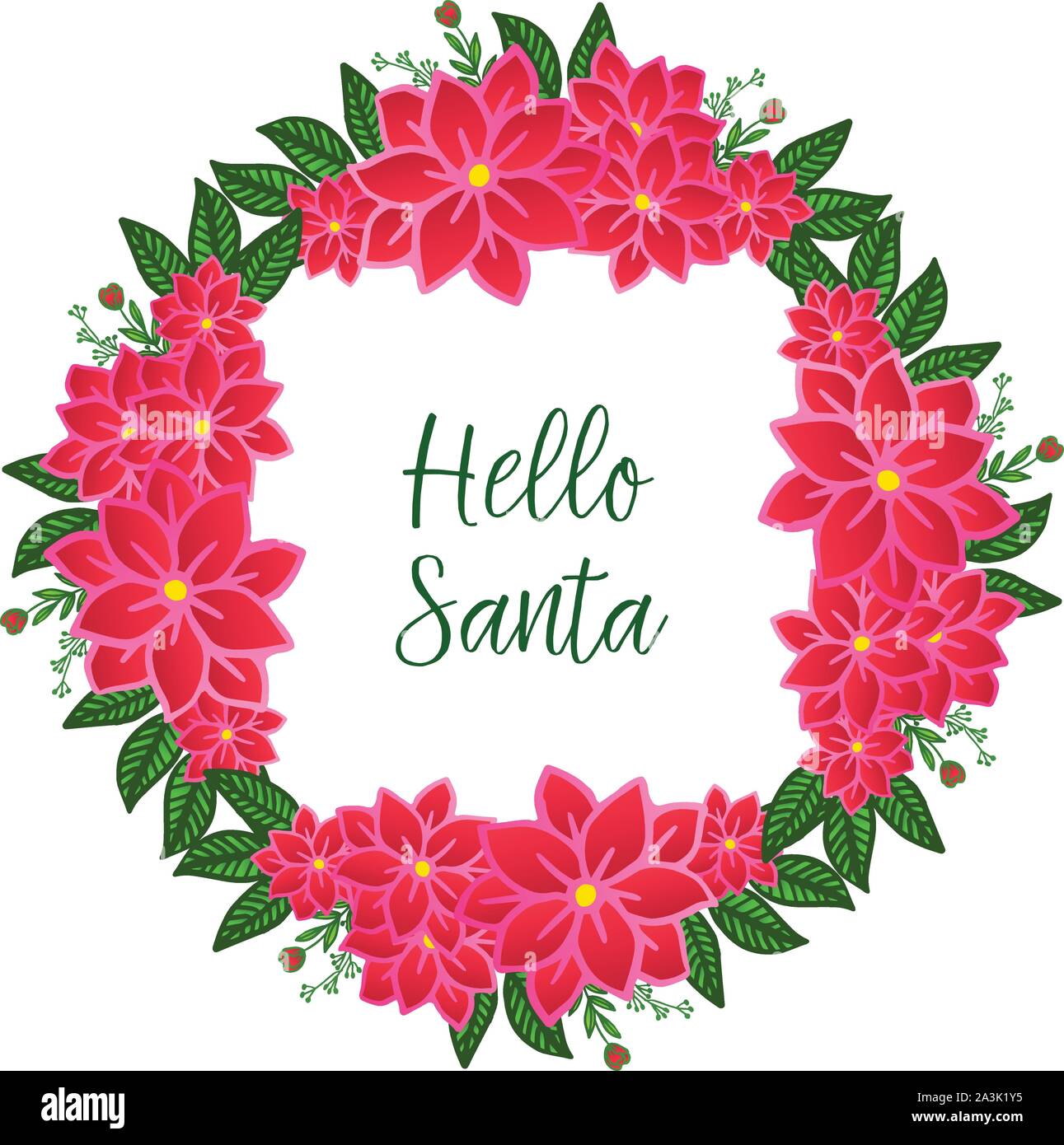 Various pattern of card hello santa, with bright beautiful red flower ...