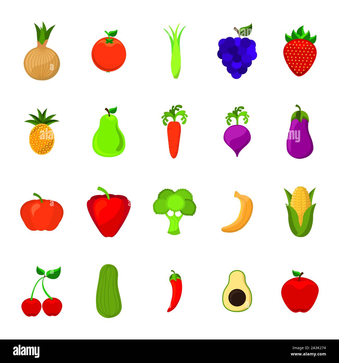 Isolated fruits and vegetables icon set vector design Stock Vector ...