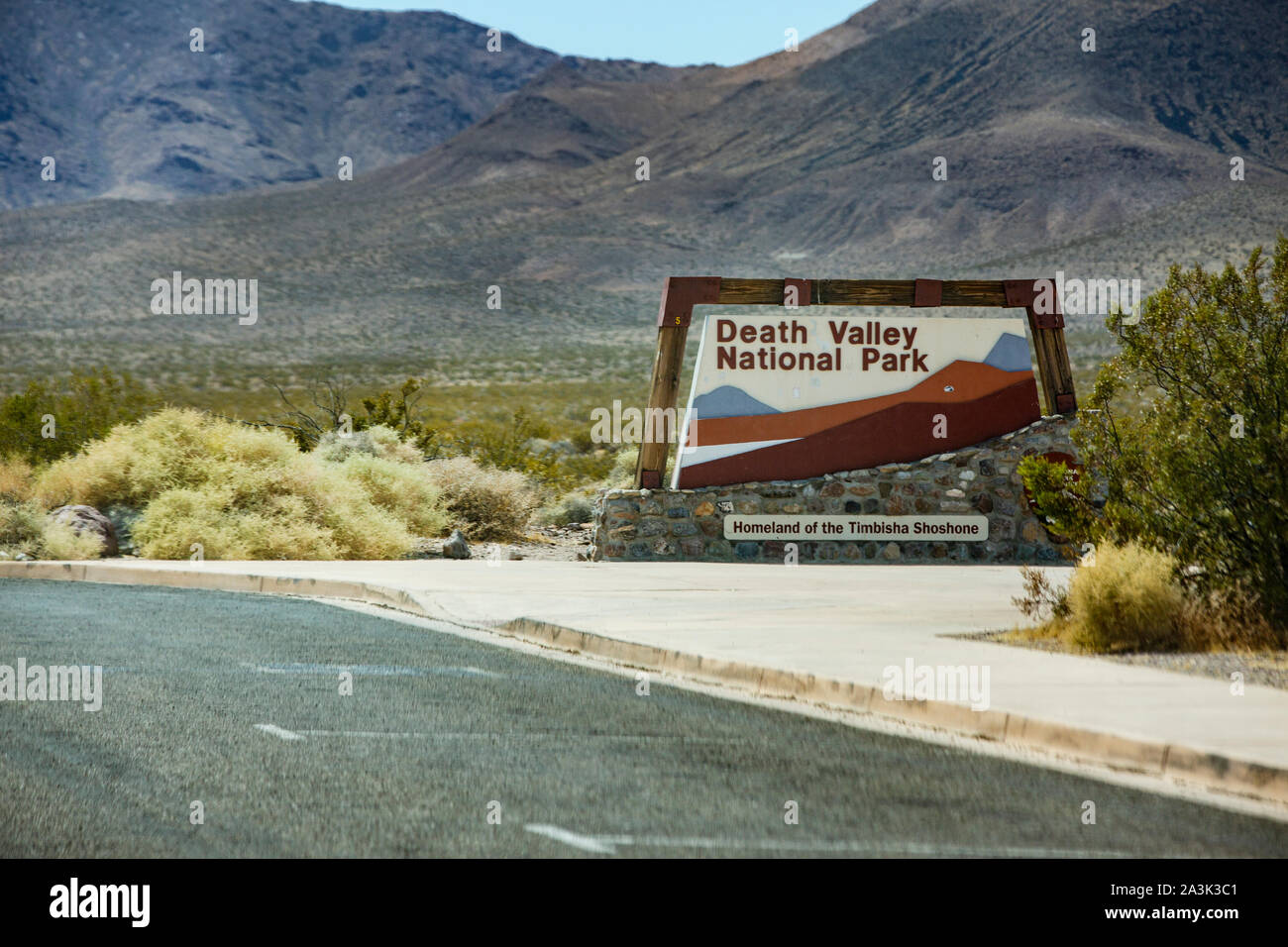 Eingangsschild Death Valley Nationalpark in Kalifornien / USA Stock Photo