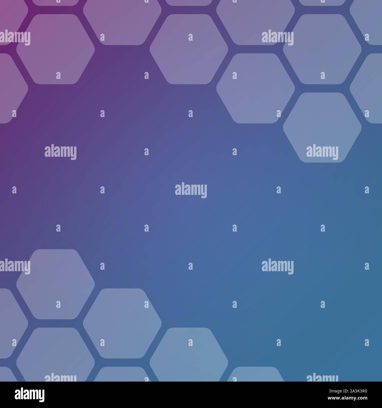 Abstract blue and purple background with hexagons. Web blank card ...