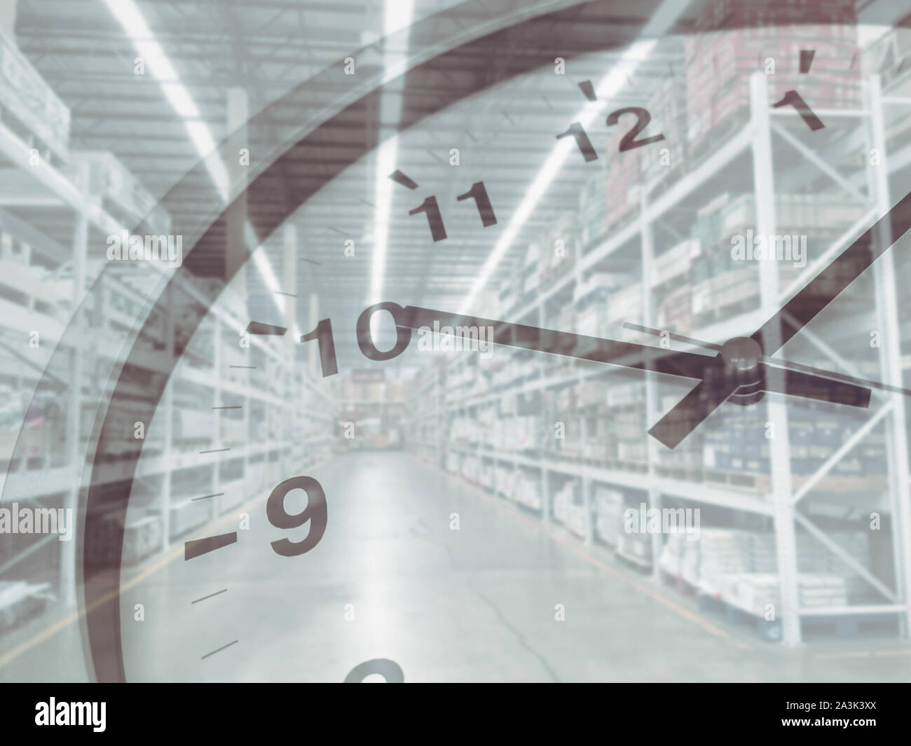 Stock inventory times clock fast shipping and logistic concept Stock Photo