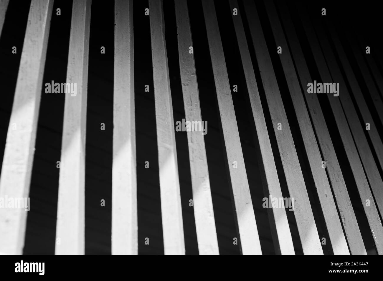 black and white art photography shadow of pattern interior line contrast light and shade of wooden windows. Stock Photo