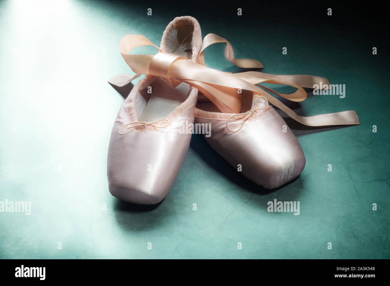Pointe shoes ballet dance shoes with a bow of ribbons beautifully