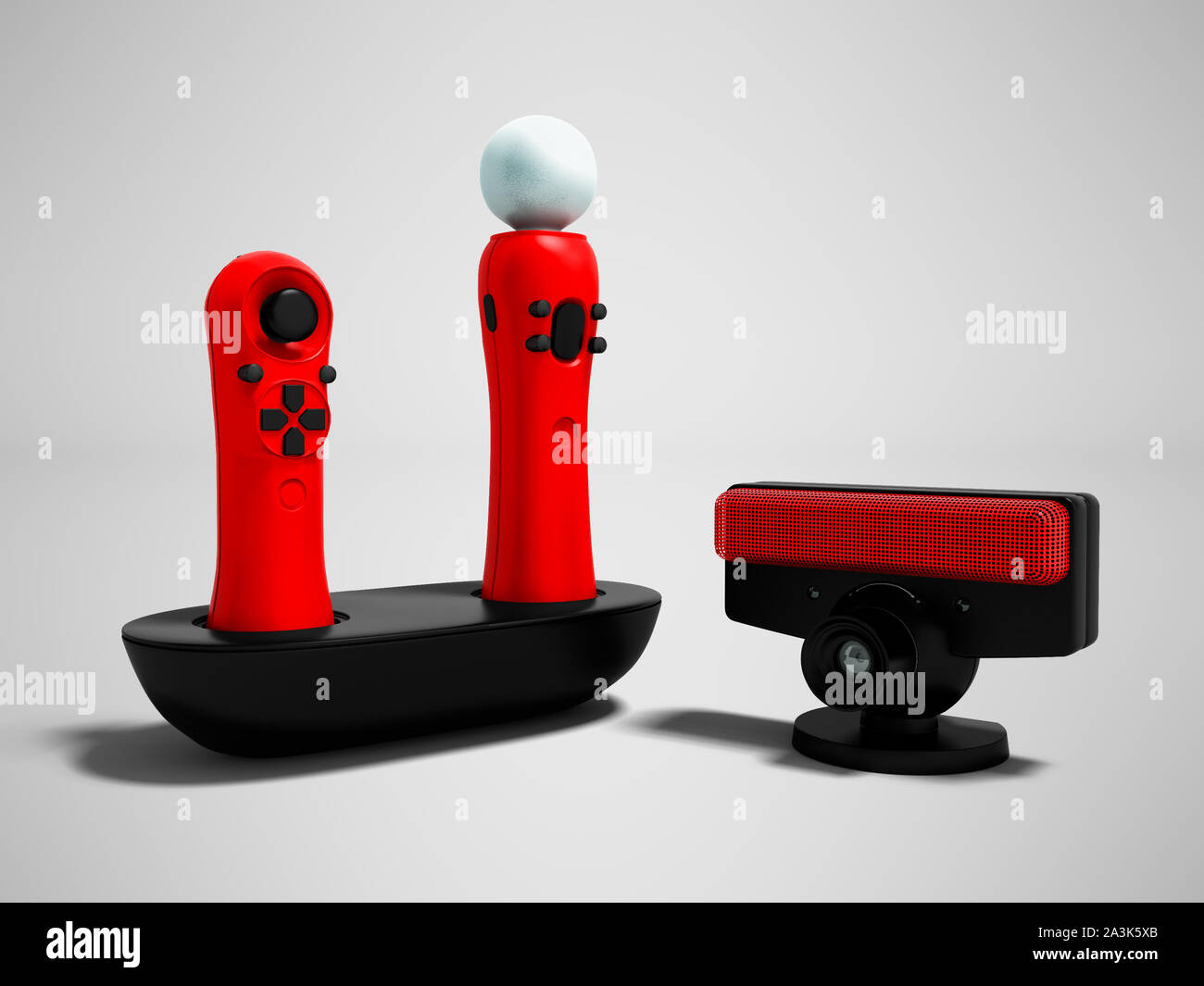 Modern red game controllers wireless for video games with motion