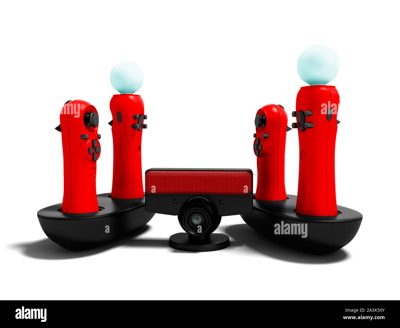 Modern red two gaming manipulators wireless for video games with motion ...
