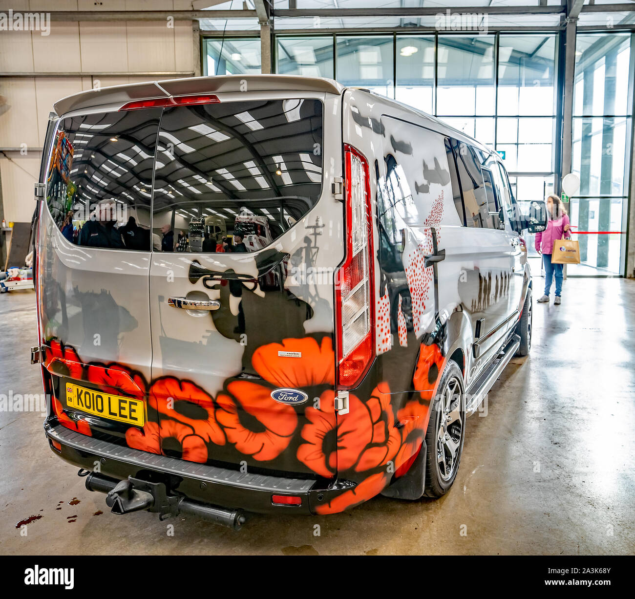 Remembrance and war time paint job on a custom Ford Transit camper van on  show at the annual Newark Truckfest Stock Photo - Alamy