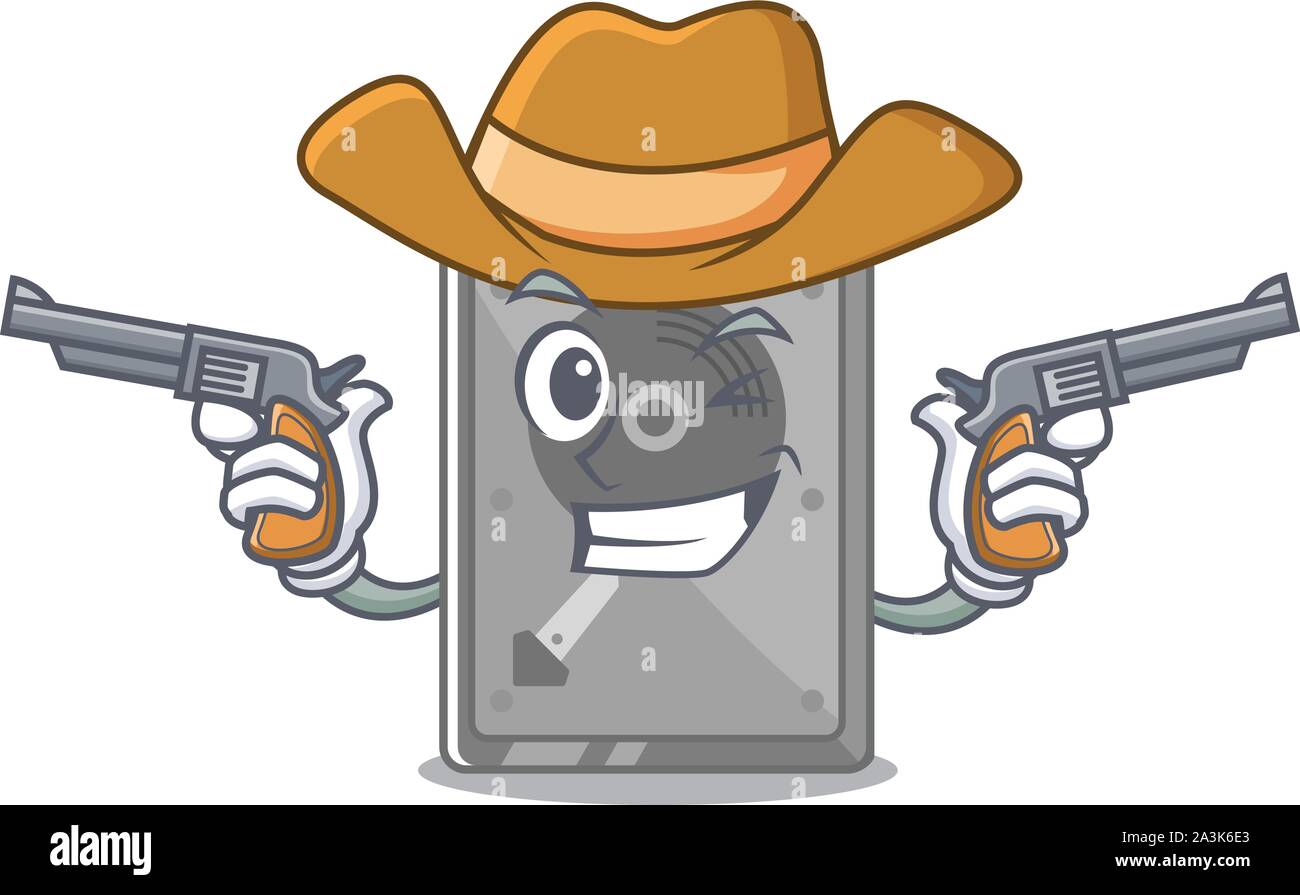 Cowboy hard drive internal on the character Stock Vector