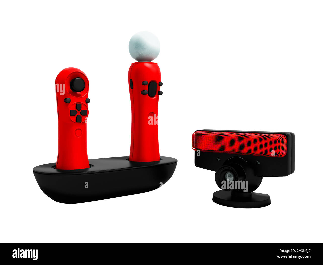 Modern red game controllers wireless for video games with motion