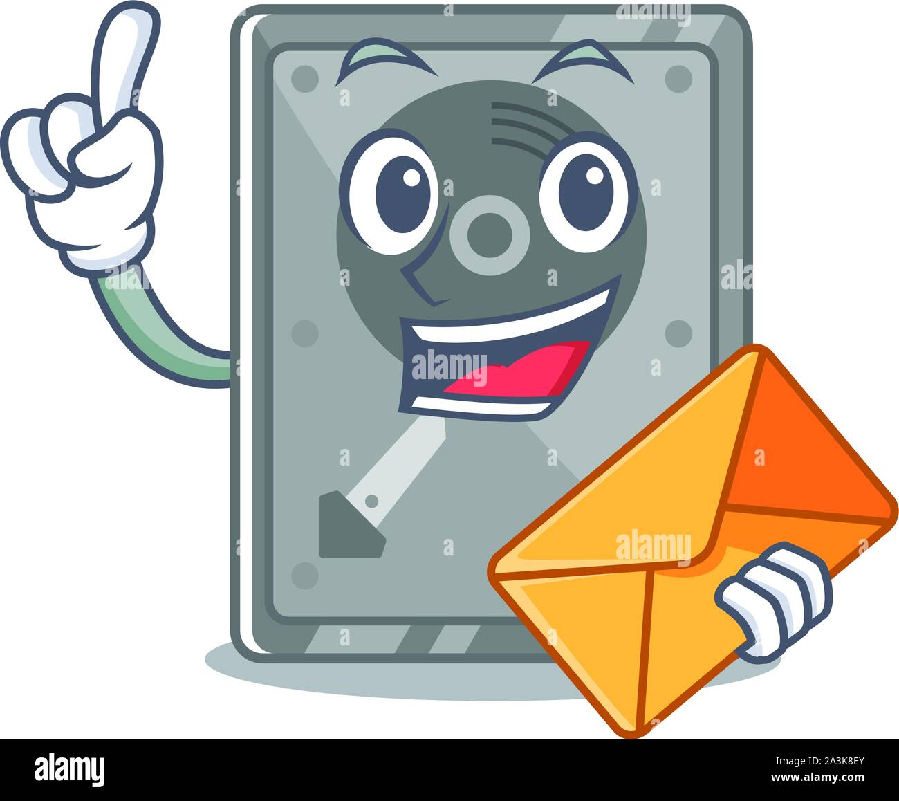 With envelope hard drive internal mascot isolated cartoon Stock Vector ...