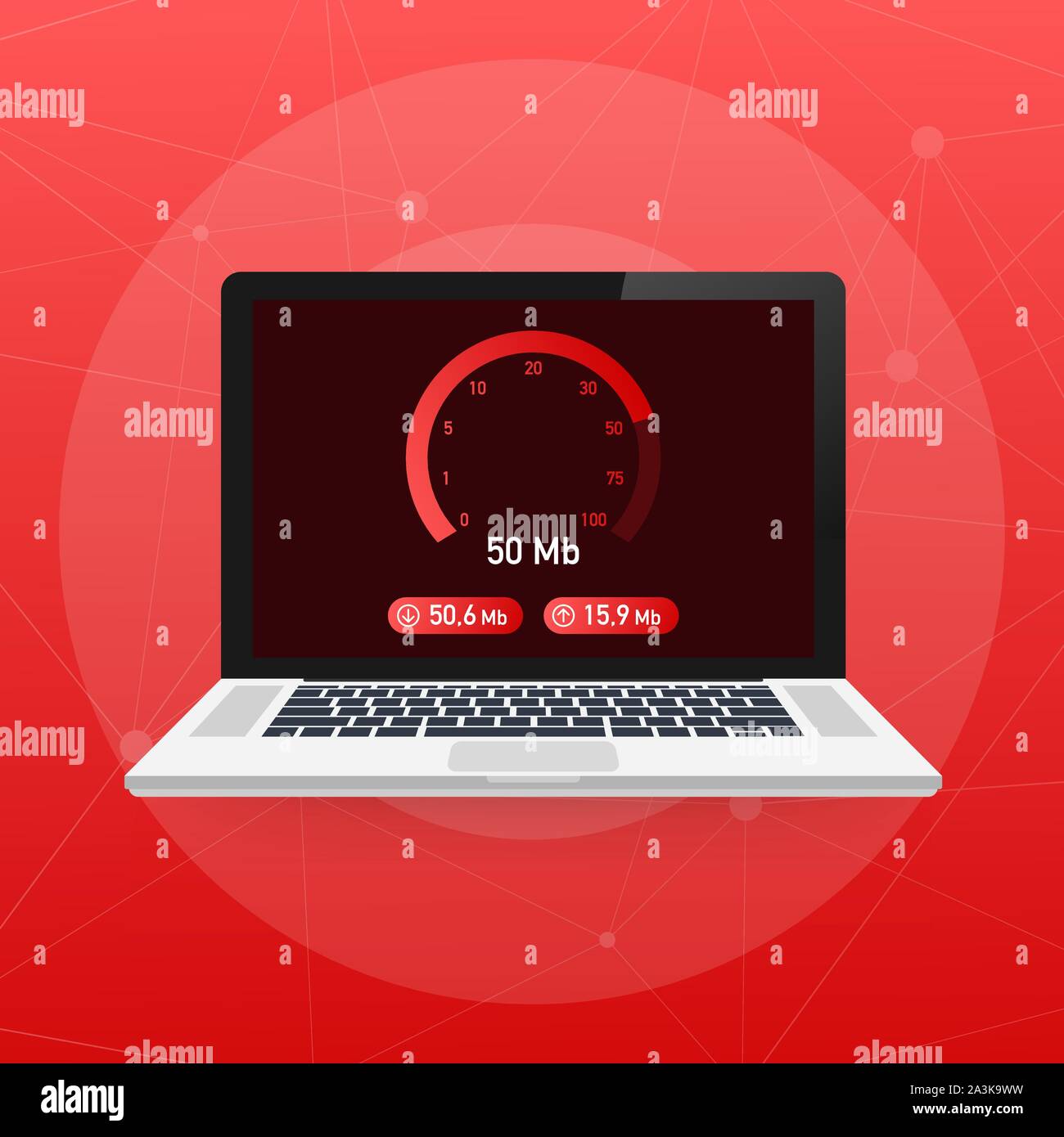 Speed test on laptop. Speedometer Speed 50 mb. site speed