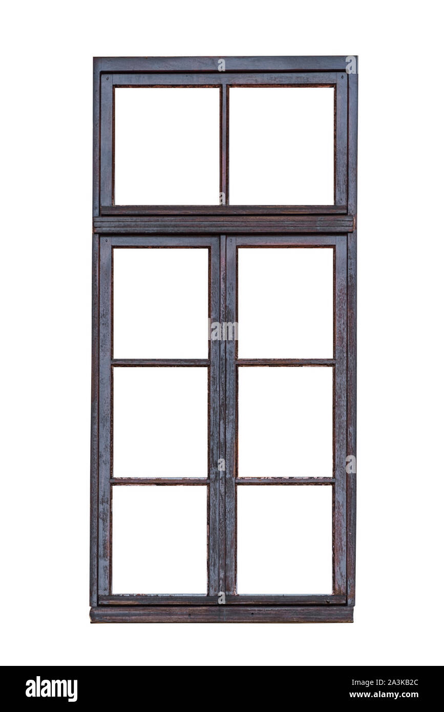 Frame of a dark brown wooden window Stock Photo