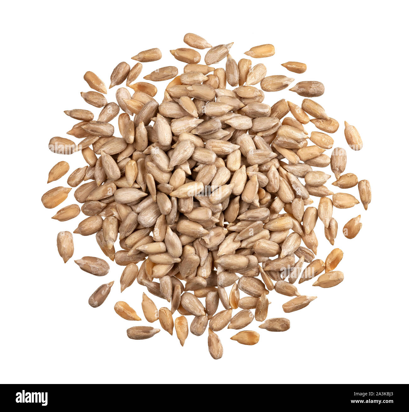 Pile of peeled sunflower seeds isolated on white background with ...