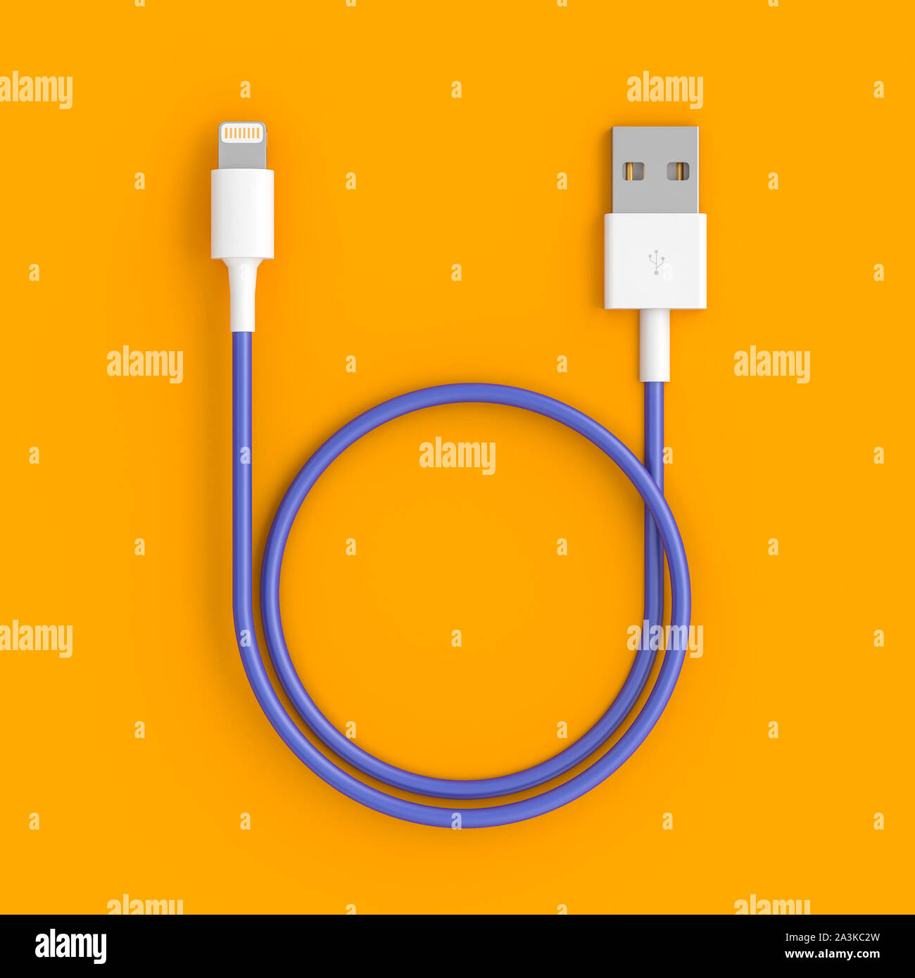 3d render of a classic usb cable on a orange background in a flat lay style  Stock Photo - Alamy
