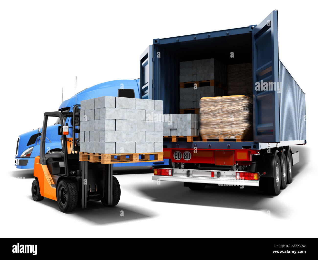 Forklift truck loading unloading shipping Cut Out Stock Images & Pictures -  Alamy