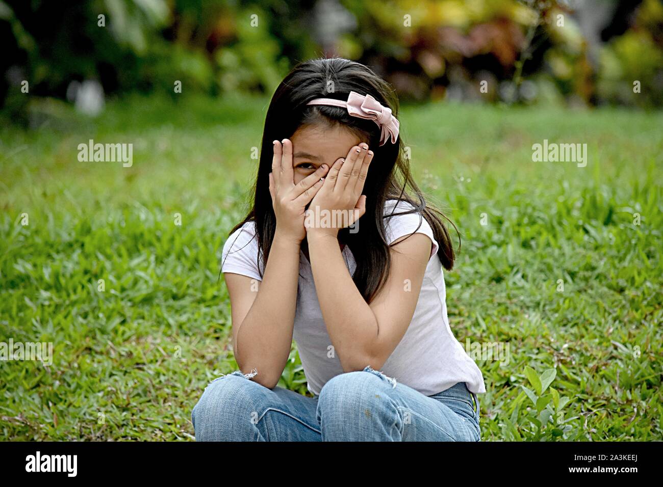Minority Girl And Fear Stock Photo
