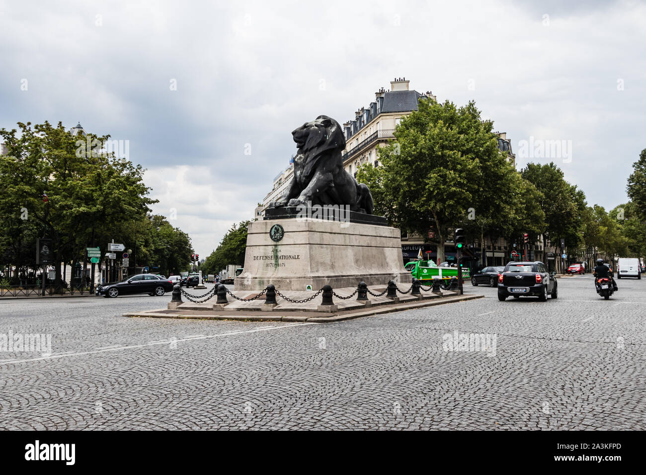 The Lion of Belfort statue on the Place DenfertRochereau, Paris Stock