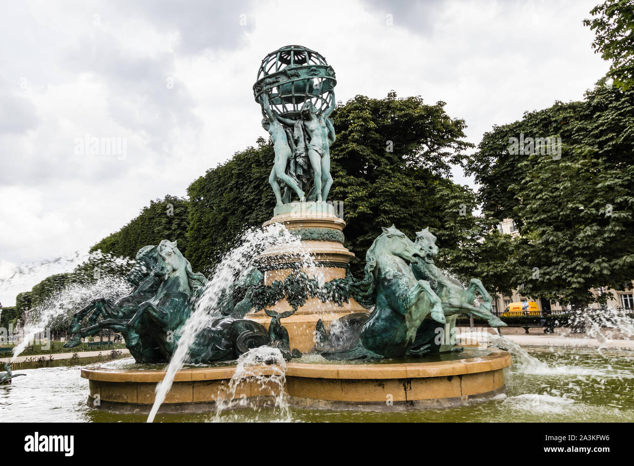 The Fountain of the Four Parts of the World, or Fountain of the Observatory, or Fountain Carpeaux, Paris Stock Photo