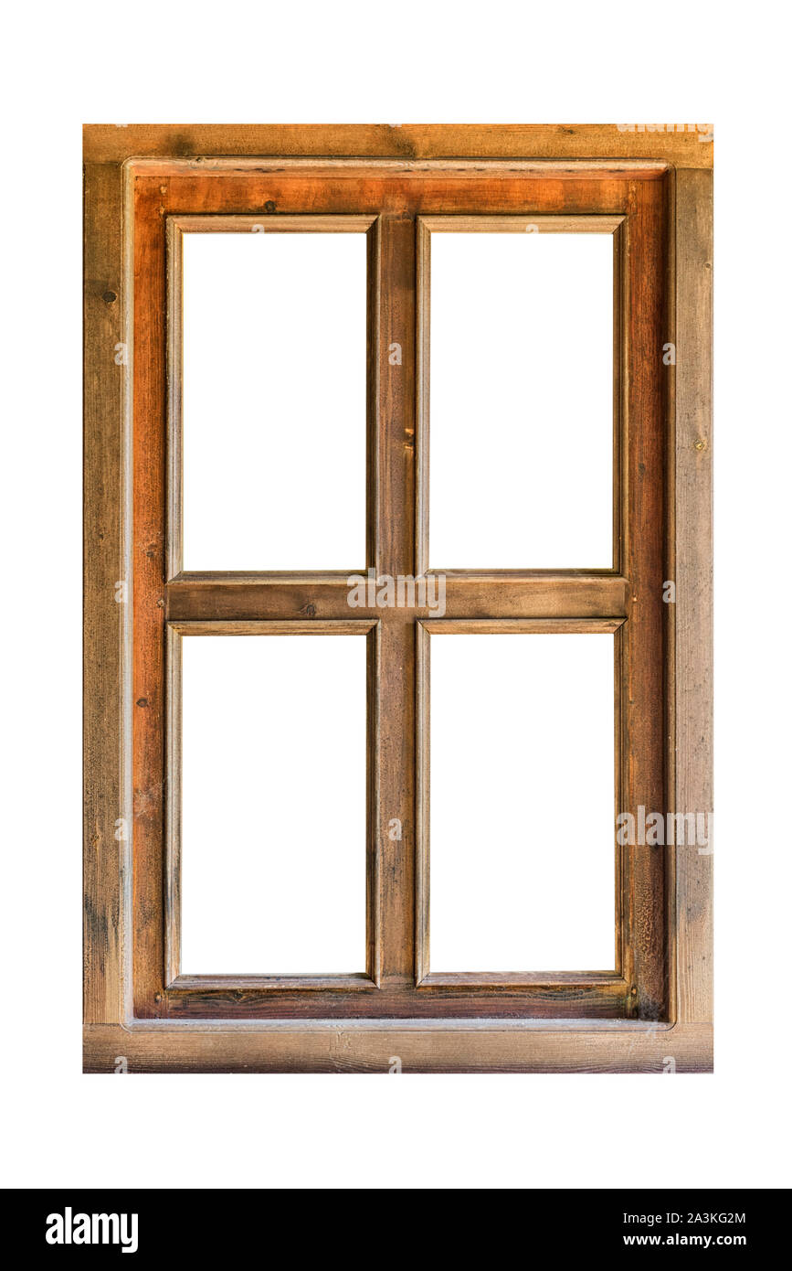 A wooden window without glass isolated on white Stock Photo Alamy