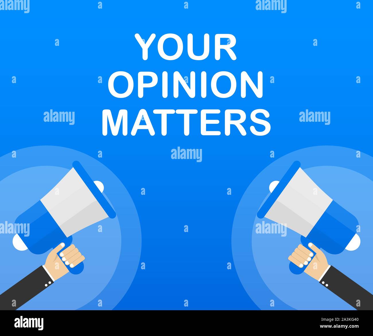 Megaphone Hand, business concept with text Your opinion matters. Vector ...