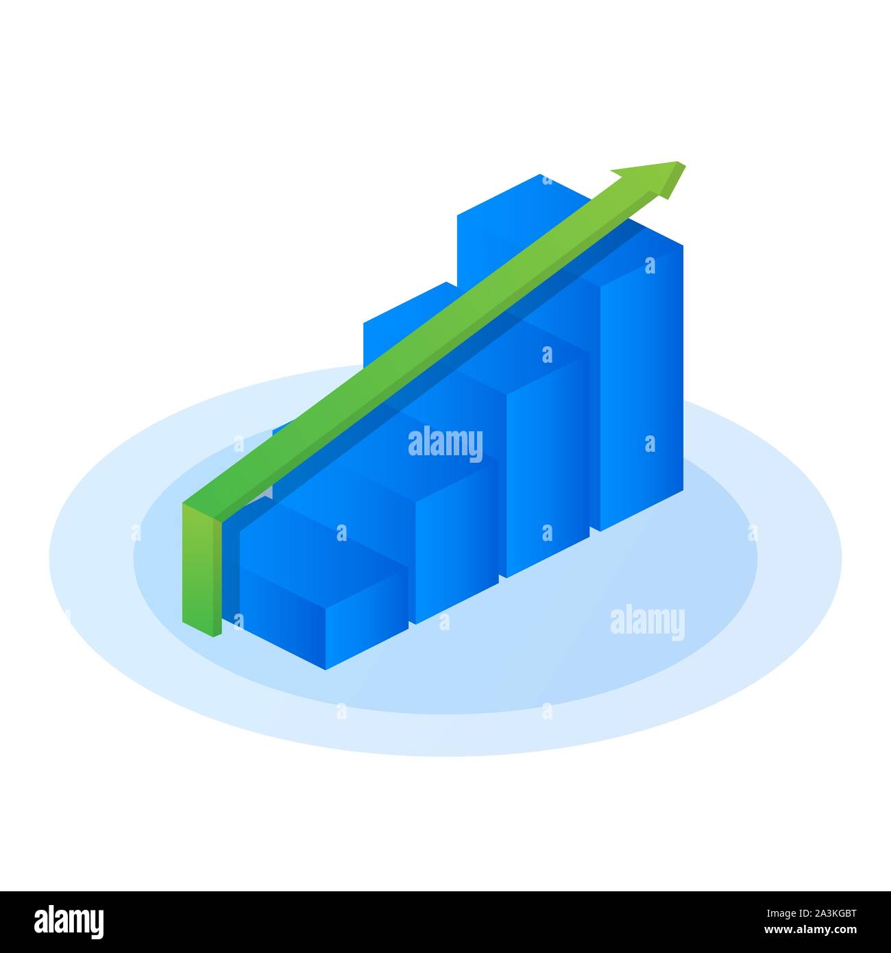 Growth graph chart, market success, stock bar up isometric flat icon ...