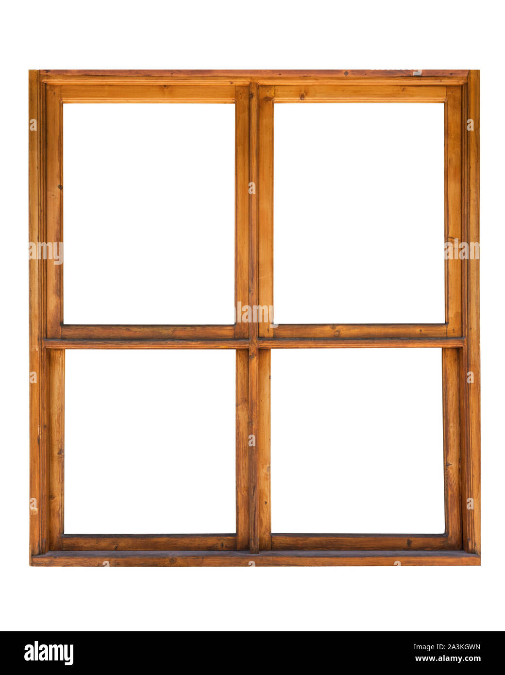 Frame of a wooden window isolated on white background Stock Photo