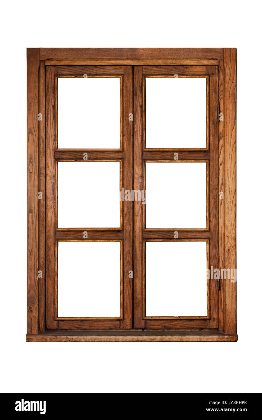 Exterior of a wooden window isolated on white Stock Photo