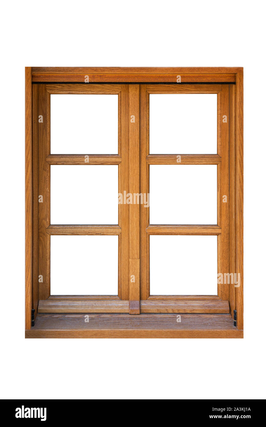 Wooden window isolated on white background Stock Photo Alamy