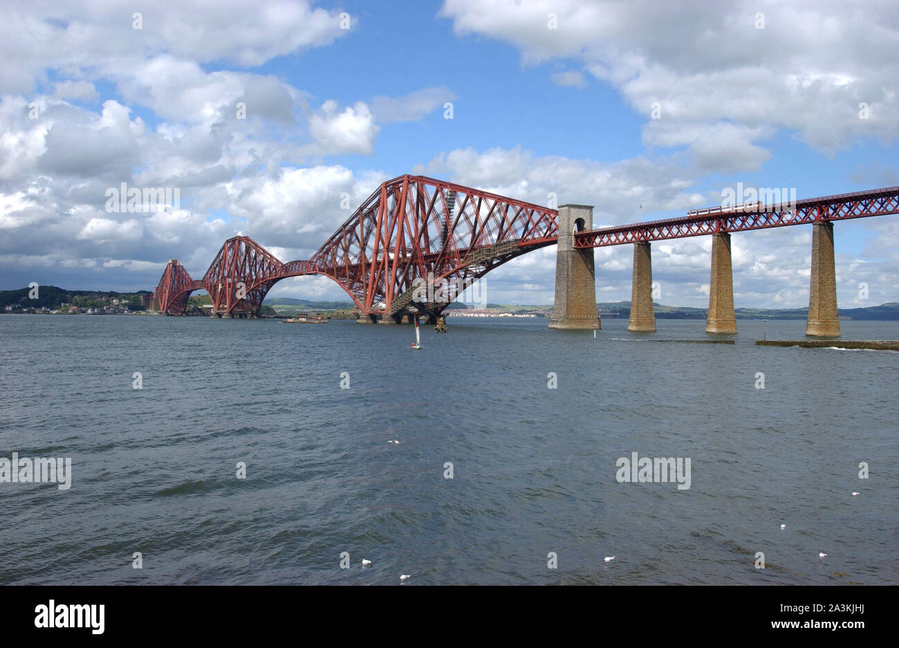 The Forth rail bridge taken from South Queensferry looking North over the Firth Forth to North Queensferry and Fife. Stock Photo