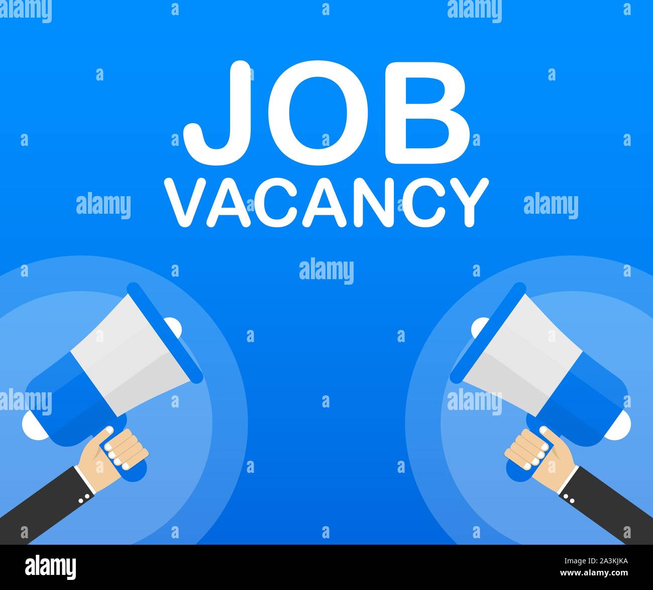 Hand Holding Megaphone with Job vacancy. Vector stock illustration