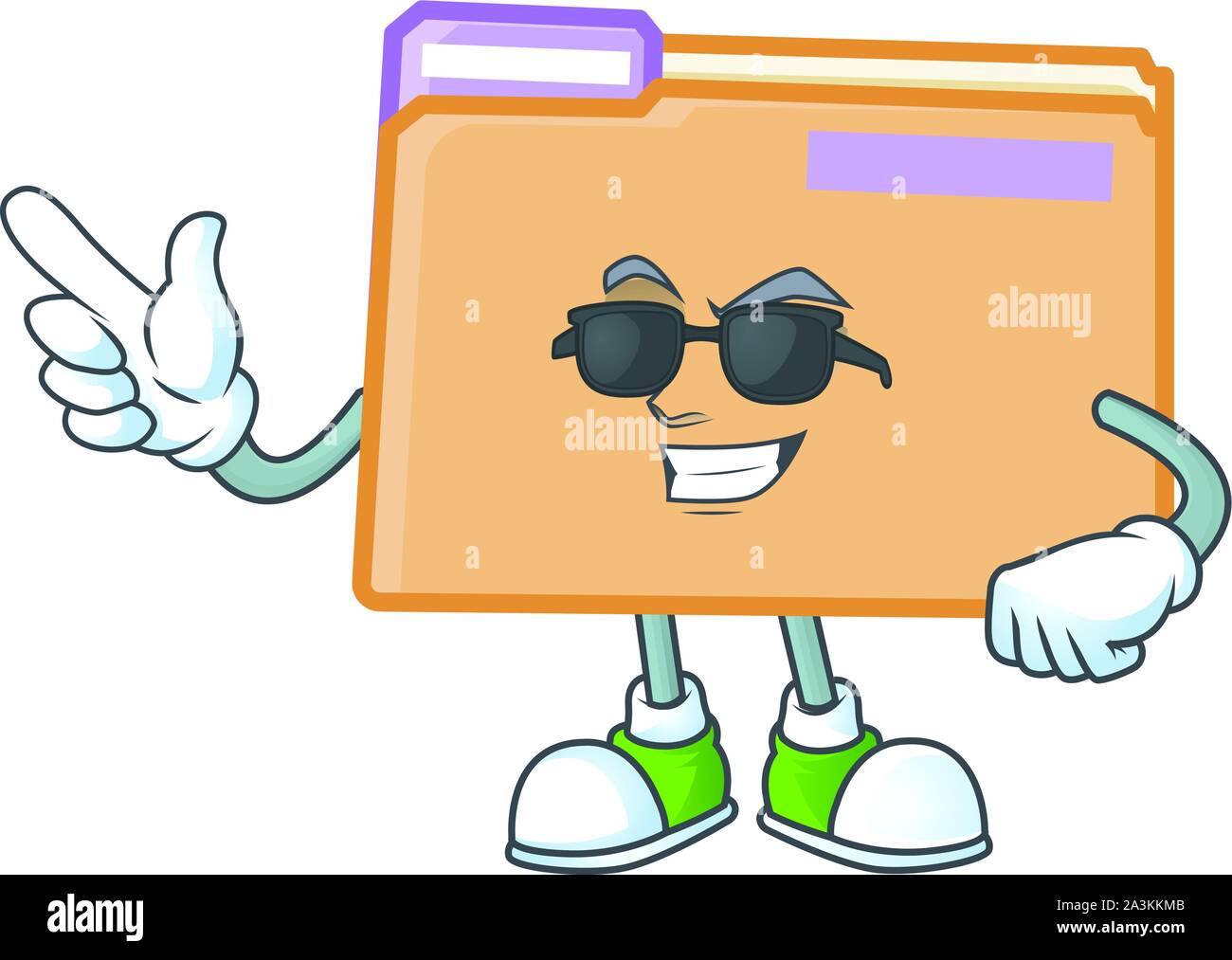 Super cool folder icon with character the mascot Stock Vector
