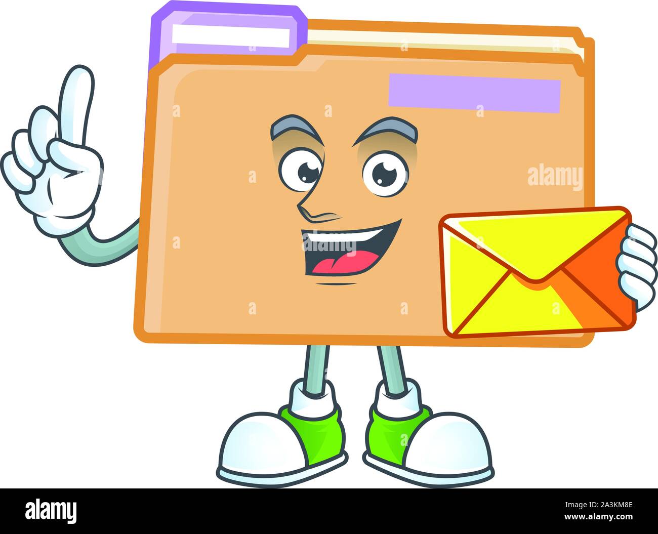 With envelope folder icon with character the mascot Stock Vector Image ...
