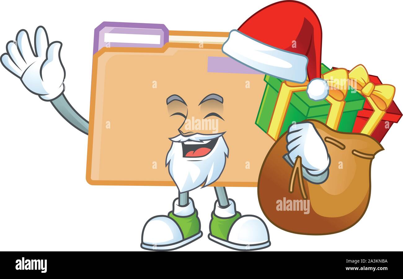 Santa with gift folder data isolated on white background Stock Vector ...