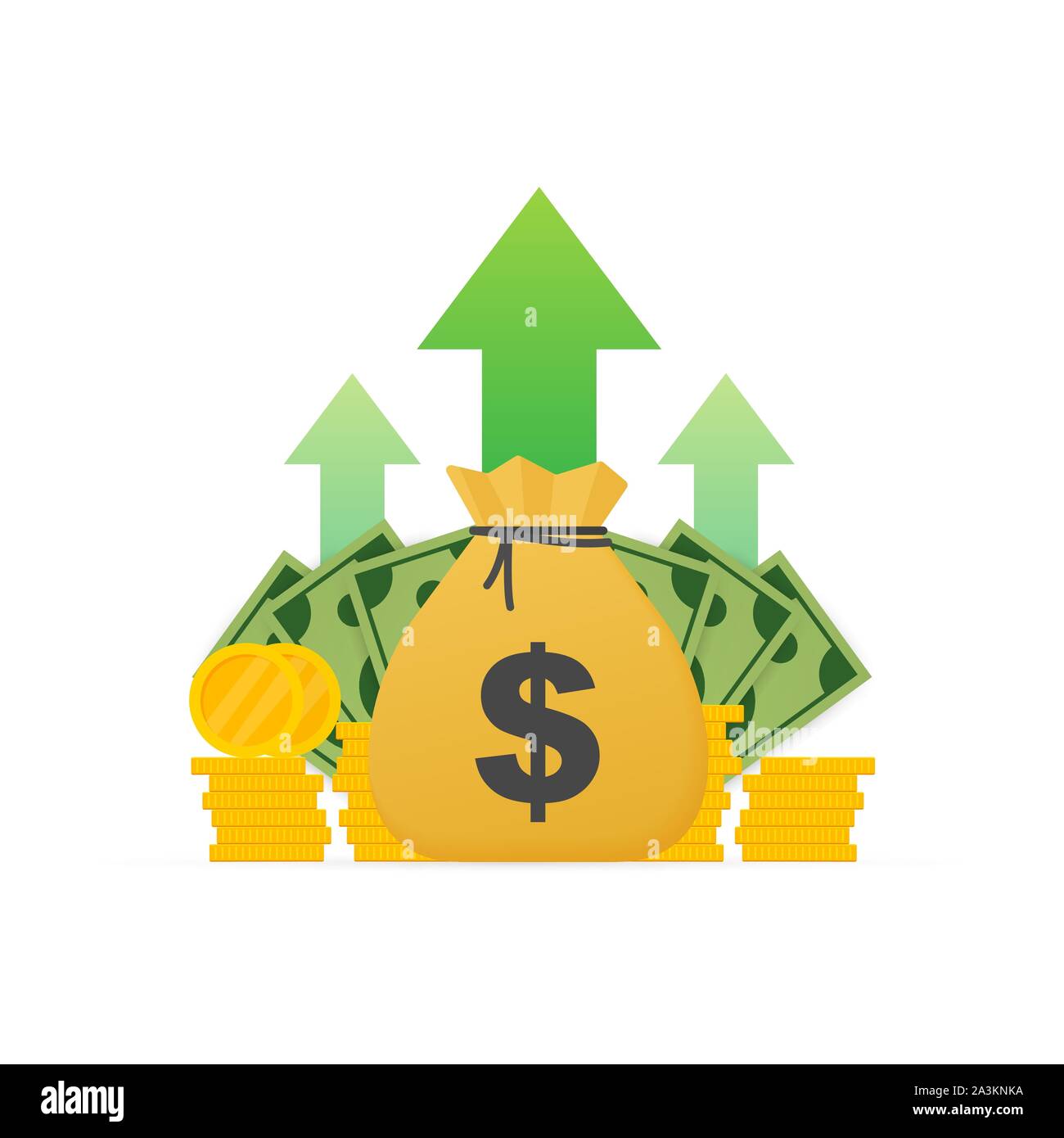 Vector Sign Dollar And Profit Diagram Logo Icon. Simple Line Symbol Style  For Web Template And App. Future Pick, Revenue Business, Achievement Chart  Illustration Design Royalty Free SVG, Cliparts, Vectors, and Stock