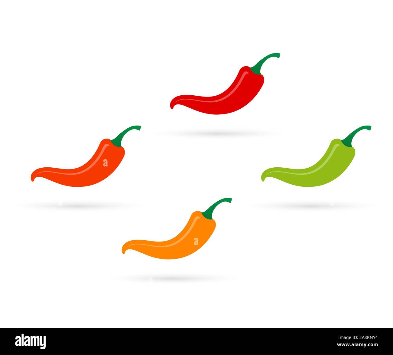 Mexican jalapeno hot chili pepper. Colors hot chili peppers set. Vector