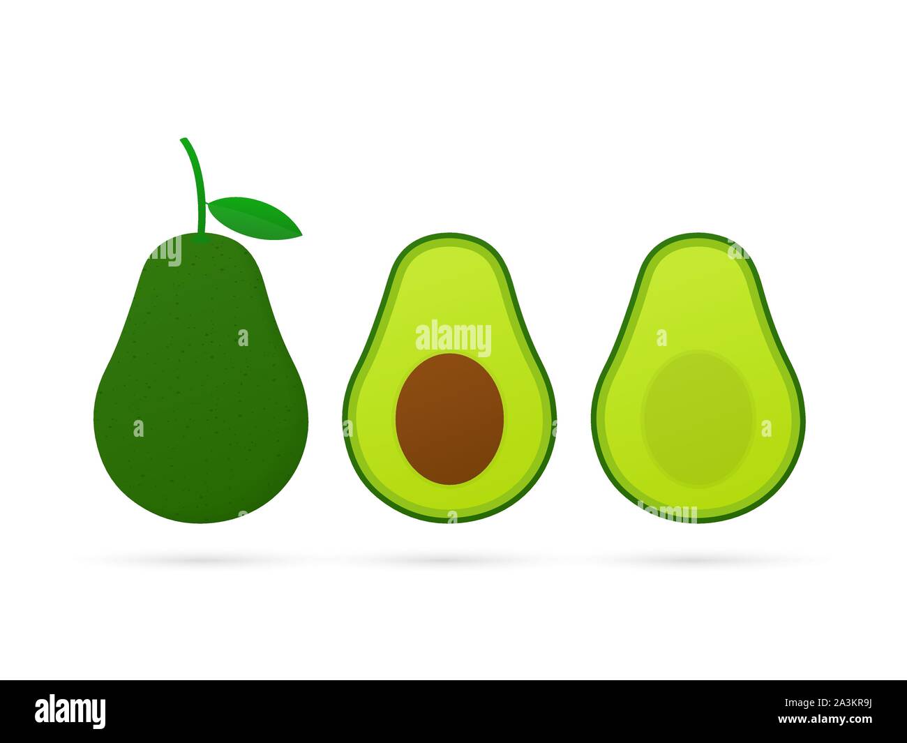 Fresh fruit avocado. Realistic vector avocados illustration. Whole and ...