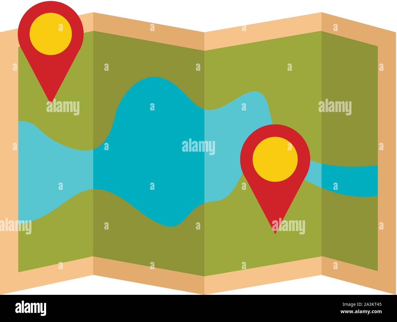Paper pin map route icon. Flat illustration of paper pin map route ...