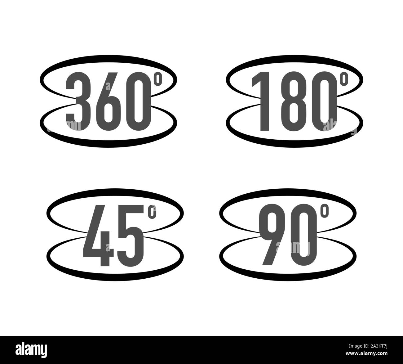 360 degrees view sign icon. Signs with arrows to indicate the rotation ...