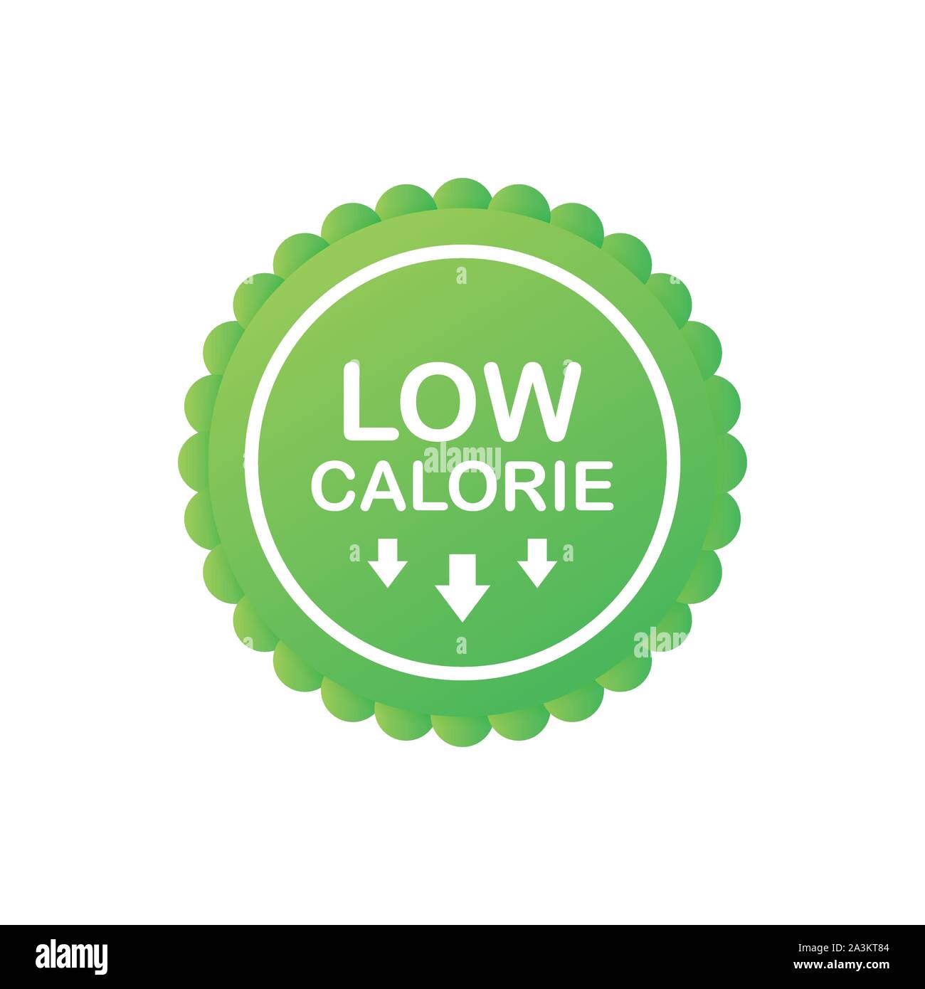 Low calorie label or sticker on white background. Vector stock illustration. Stock Vector