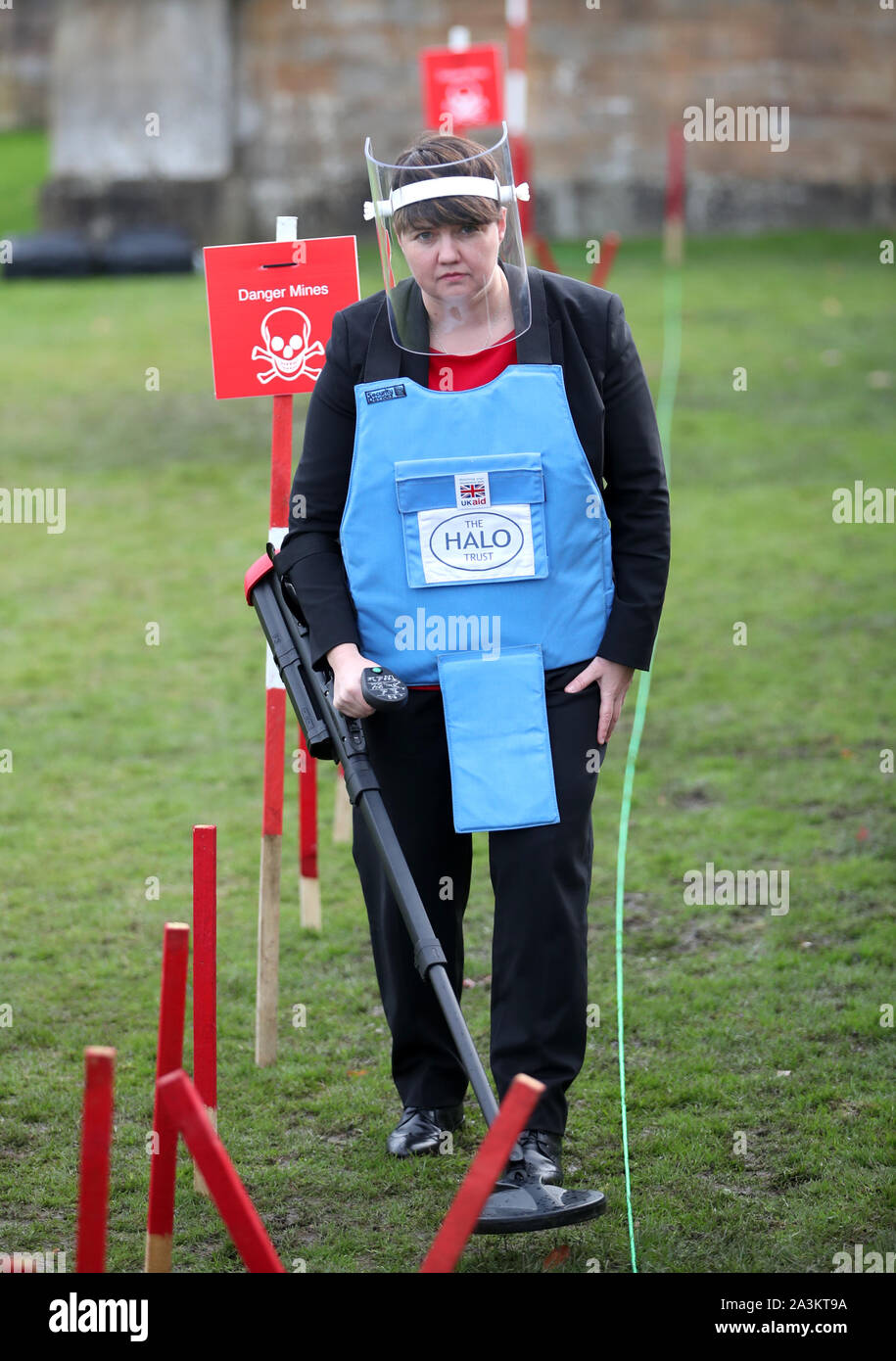 Ruth Davidson takes part in a de-mining station workshop at ESMS Junior School in Edinburgh, during the NGO Halo Trust's Breaking Boundaries fundraising campaign launch. Stock Photo