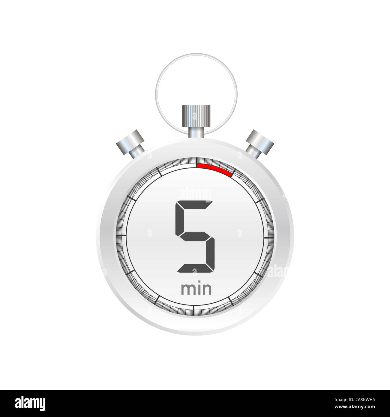 The 5 minutes, stopwatch vector icon. Stopwatch icon in flat style