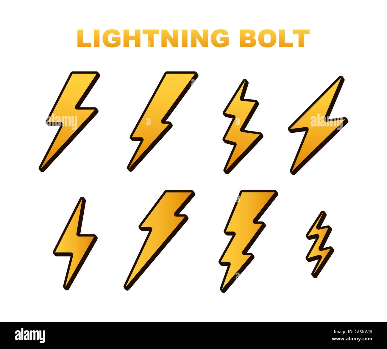 Lightning bolt. Thunder bolt, lighting strike expertise. Vector stock
