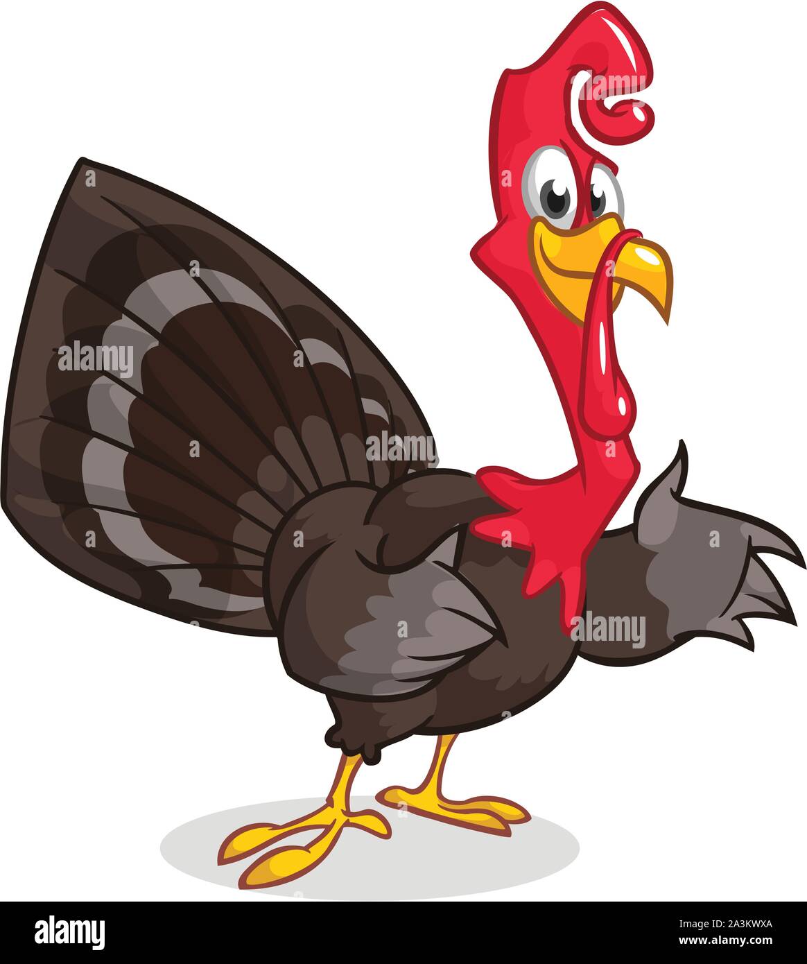Cartoon illustration of a happy cute thanksgiving turkey character