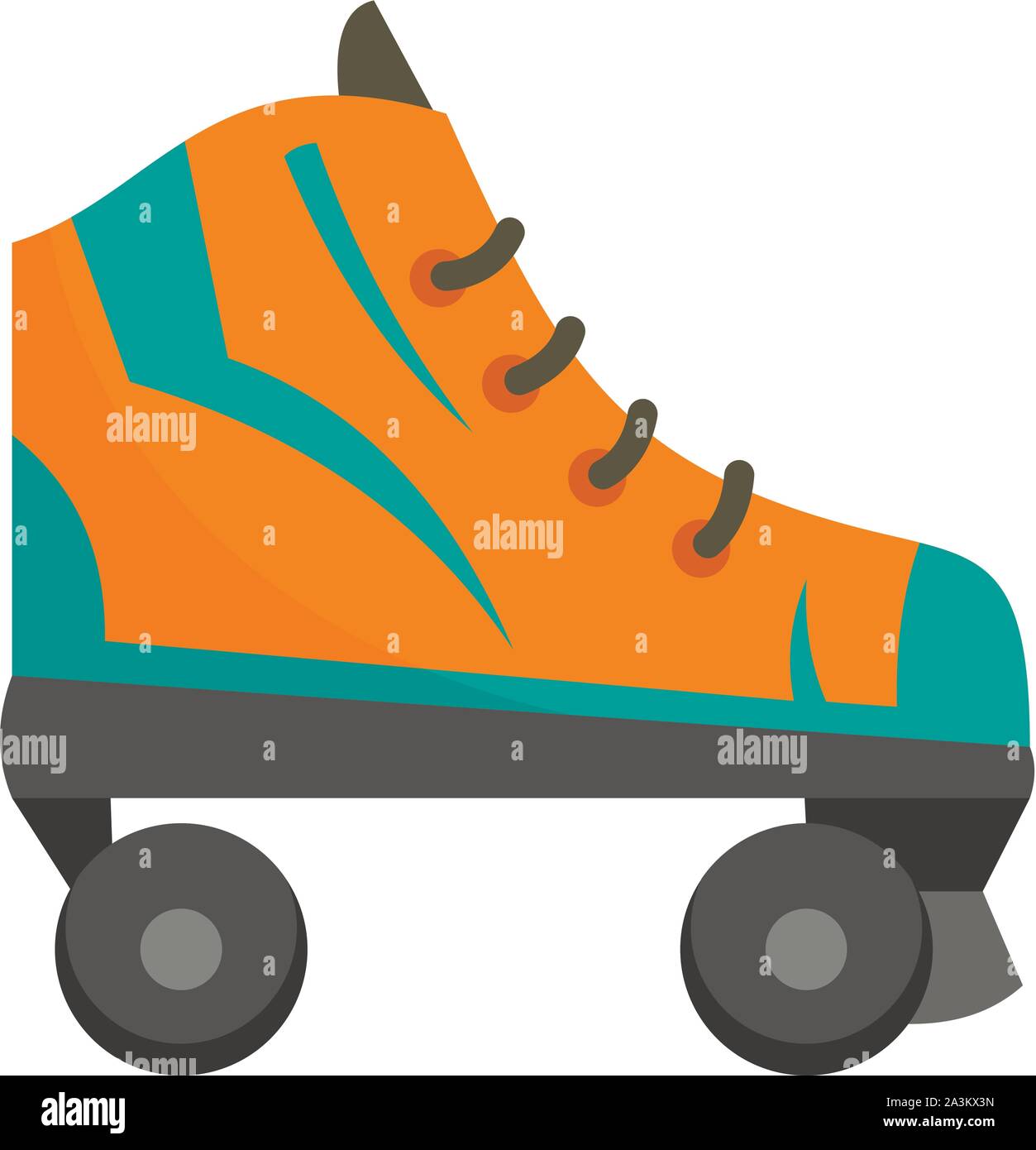 Orange roller skates icon. Flat illustration of orange roller skates vector icon for web design Stock Vector