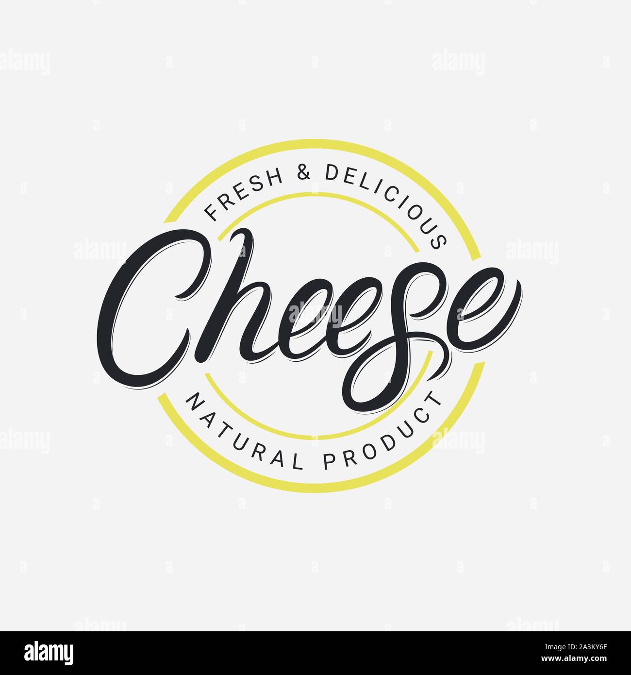 Cheese hand written lettering logo, label, badge, sign, emblem template