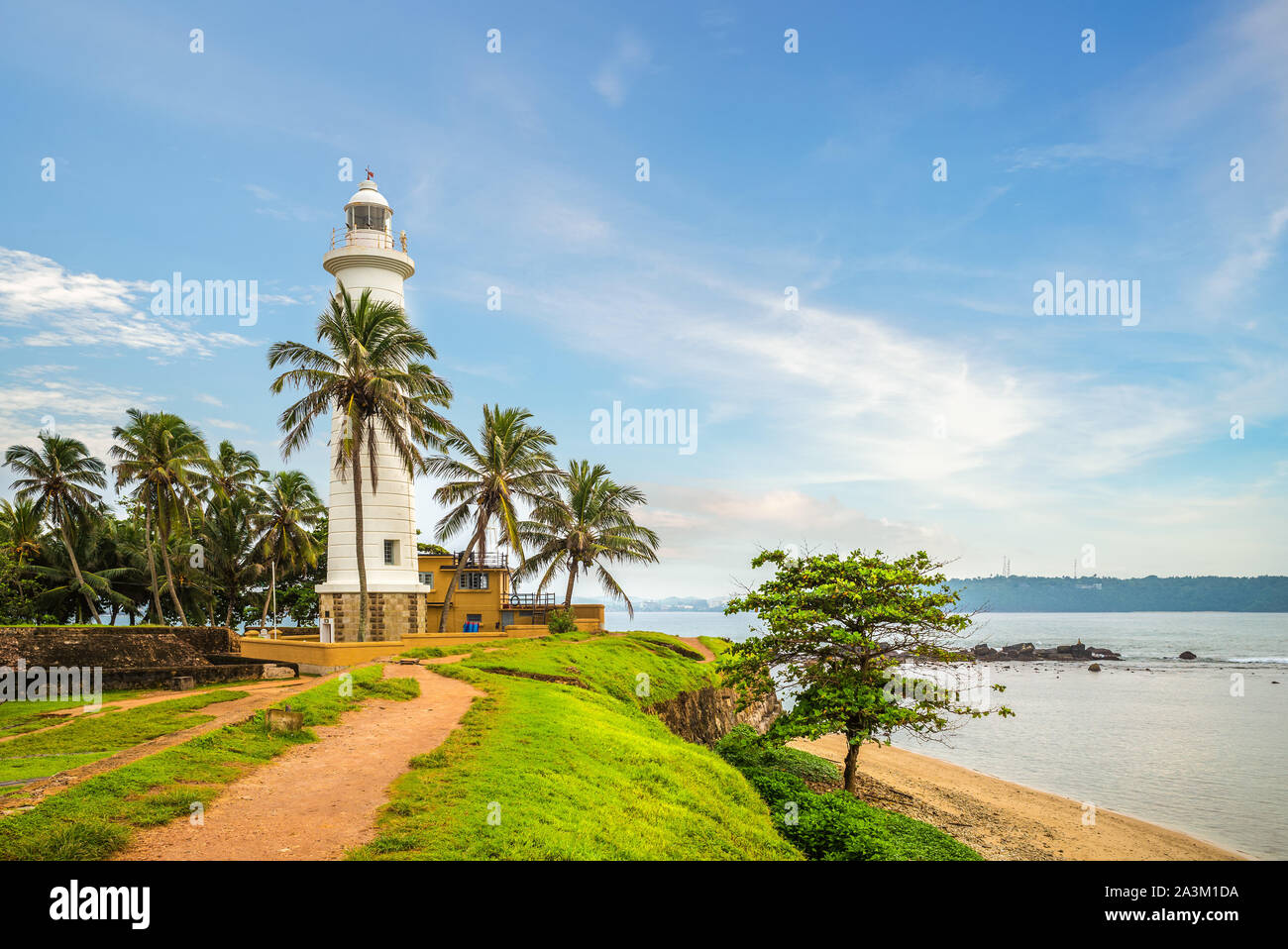 Galle Lighthouse and coast in Galle, Sri Lanka Stock Photo