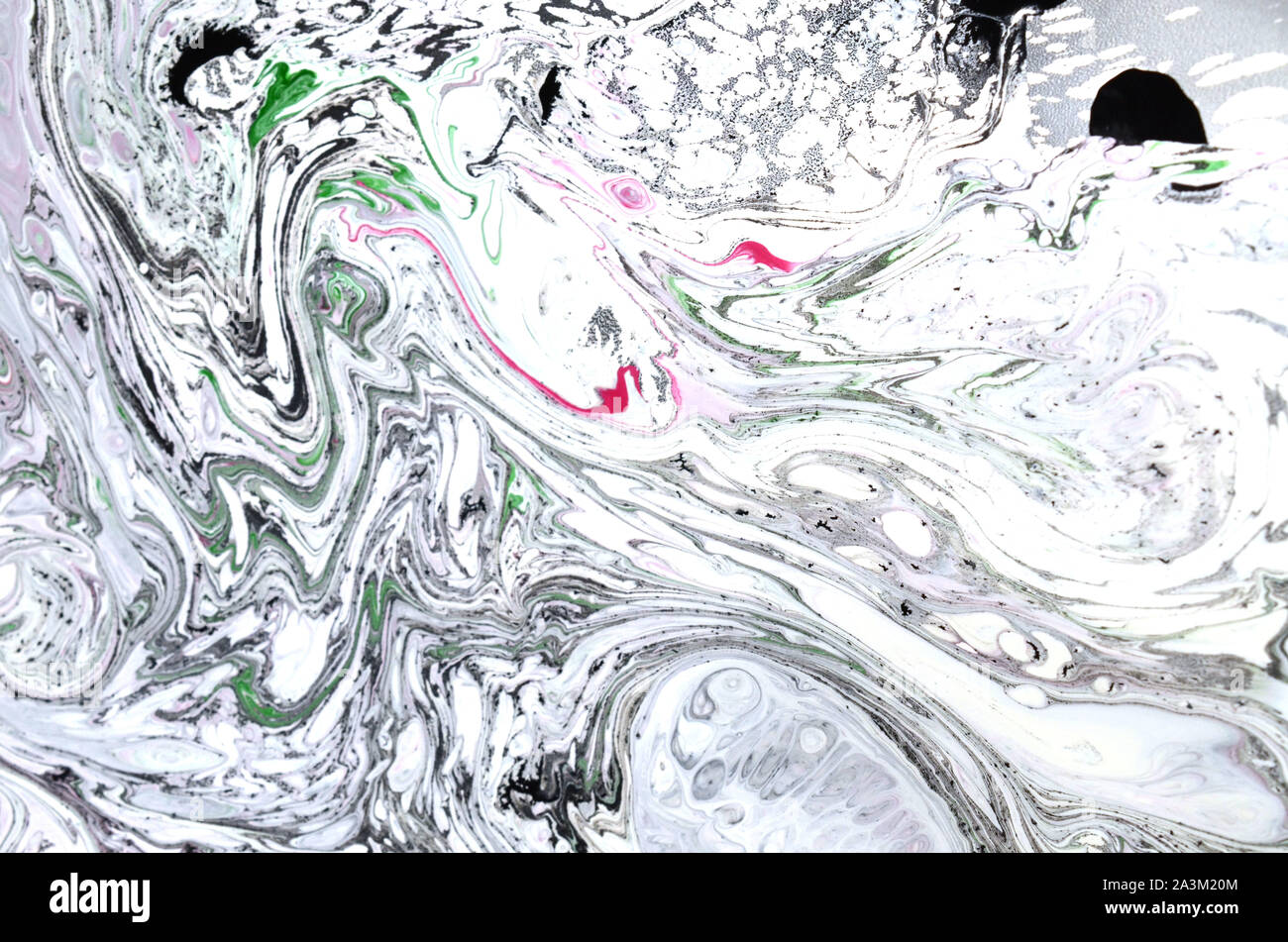 Black and white marbling pattern. Monochrome marble liquid texture. Stock Photo