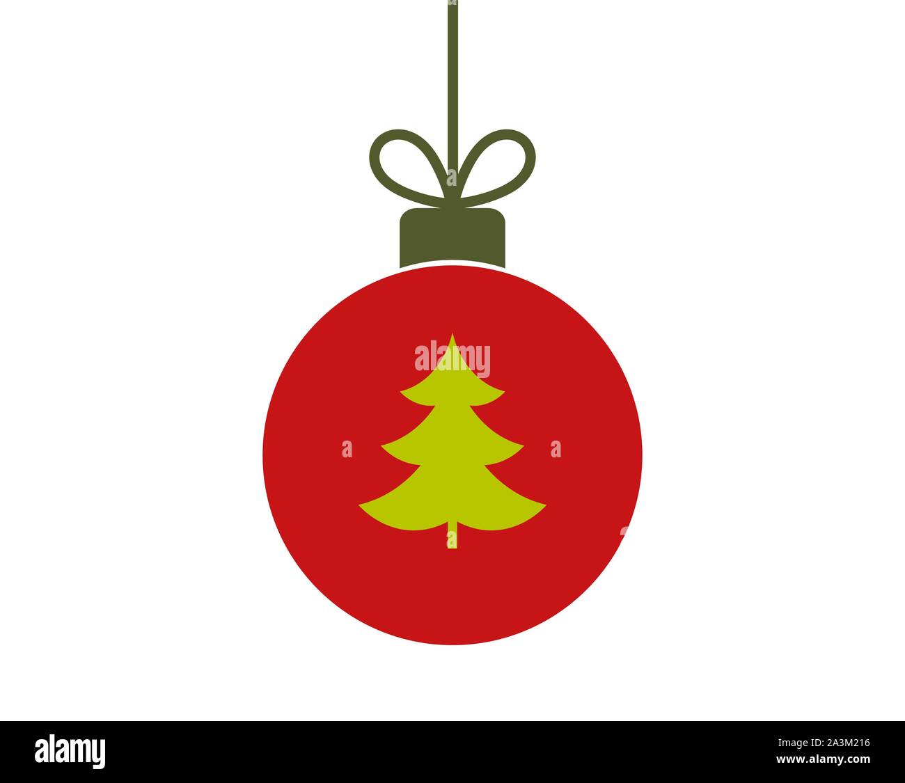 Christmasred ball ornament icon with Christmas tree . Vector ...