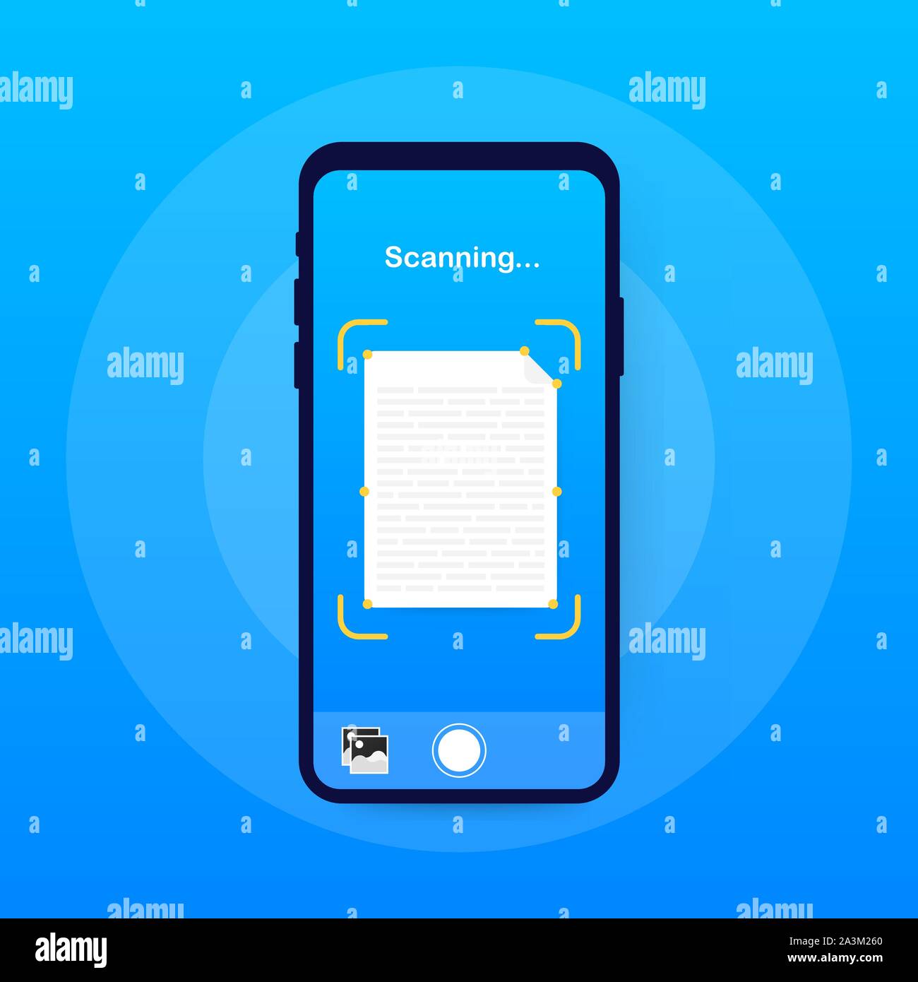 Text scan. Document scanner smartphone interface vector template. Mobile app  page blue gradient design layout. Vector illustration Stock Vector Image &  Art - Alamy