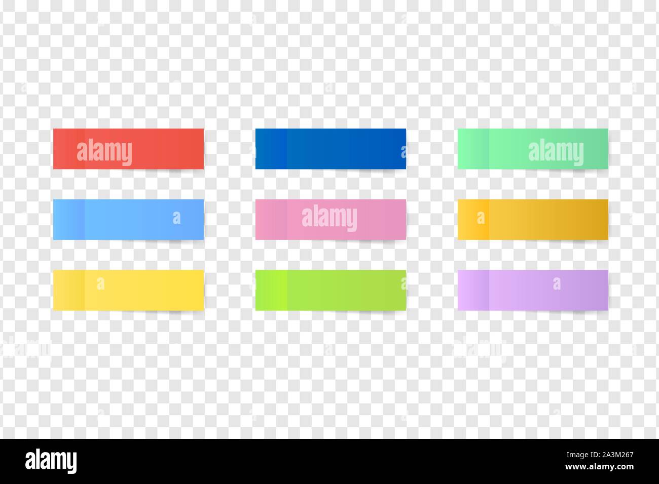 Sticky colored notes. Post note paper. Vector stock illustration. Stock Vector